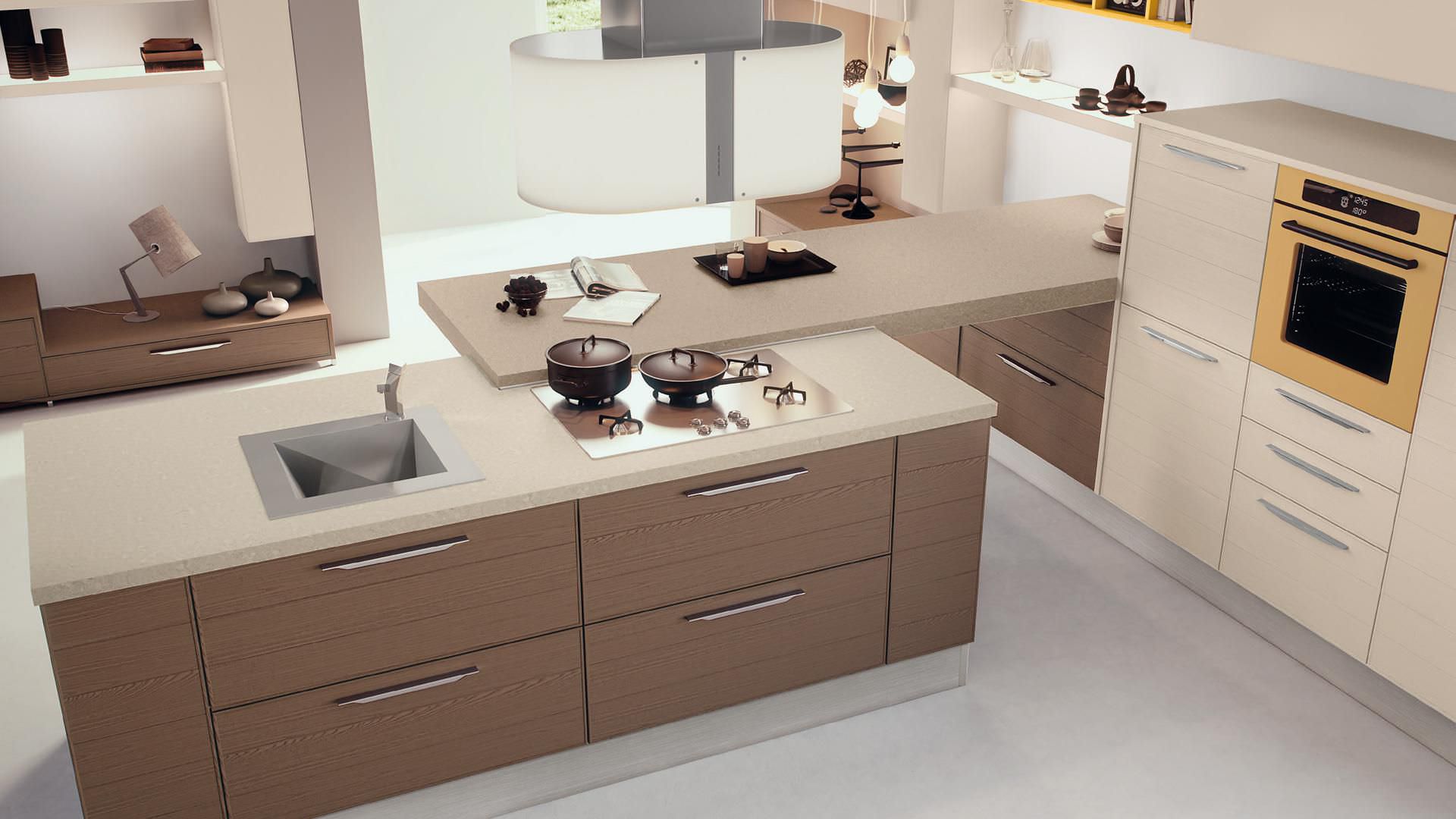 Cucina moderna / impiallacciata in legno / con isola adele ... Cucine in legno con isola