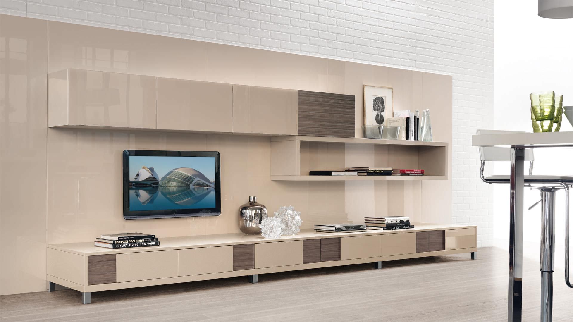 Parete attrezzata tv moderno / in legno / in legno laccato ...