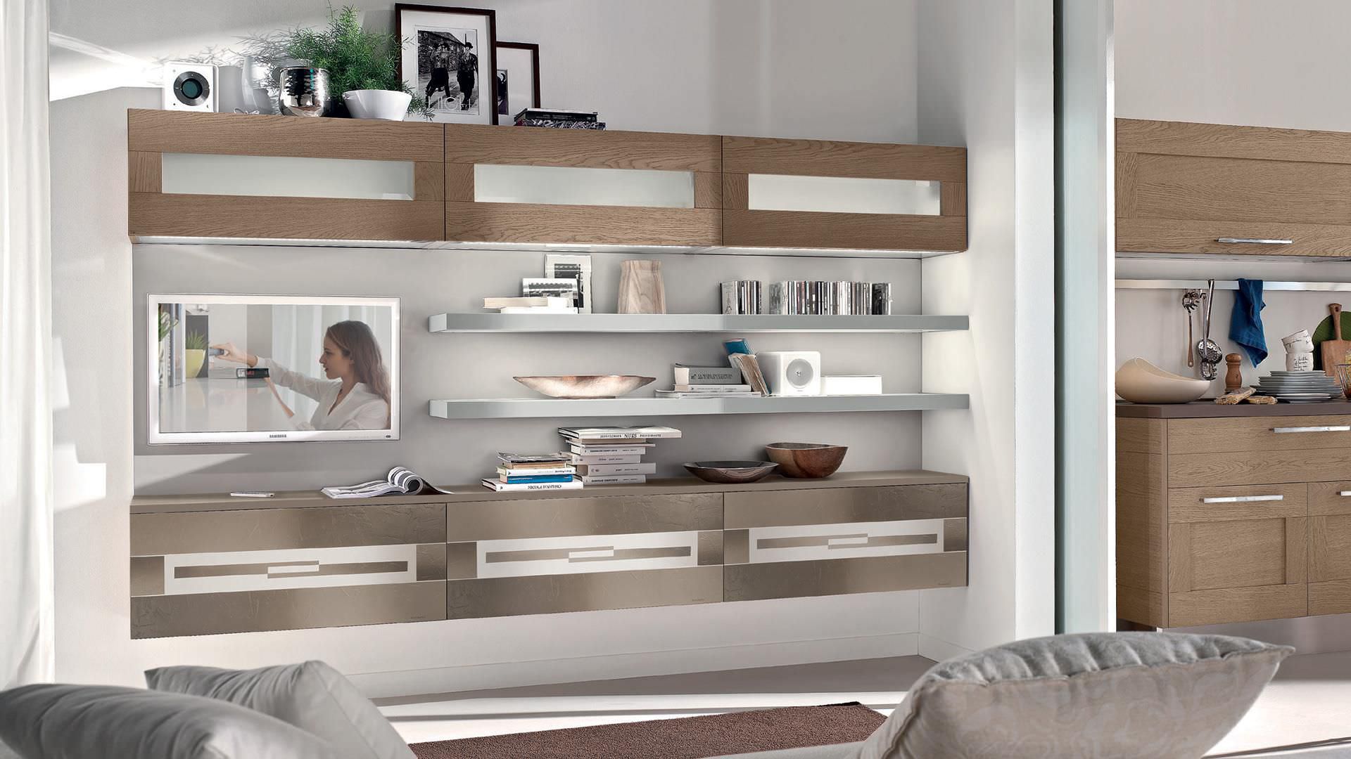 Parete attrezzata per soggiorno moderna / in legno laccato ...