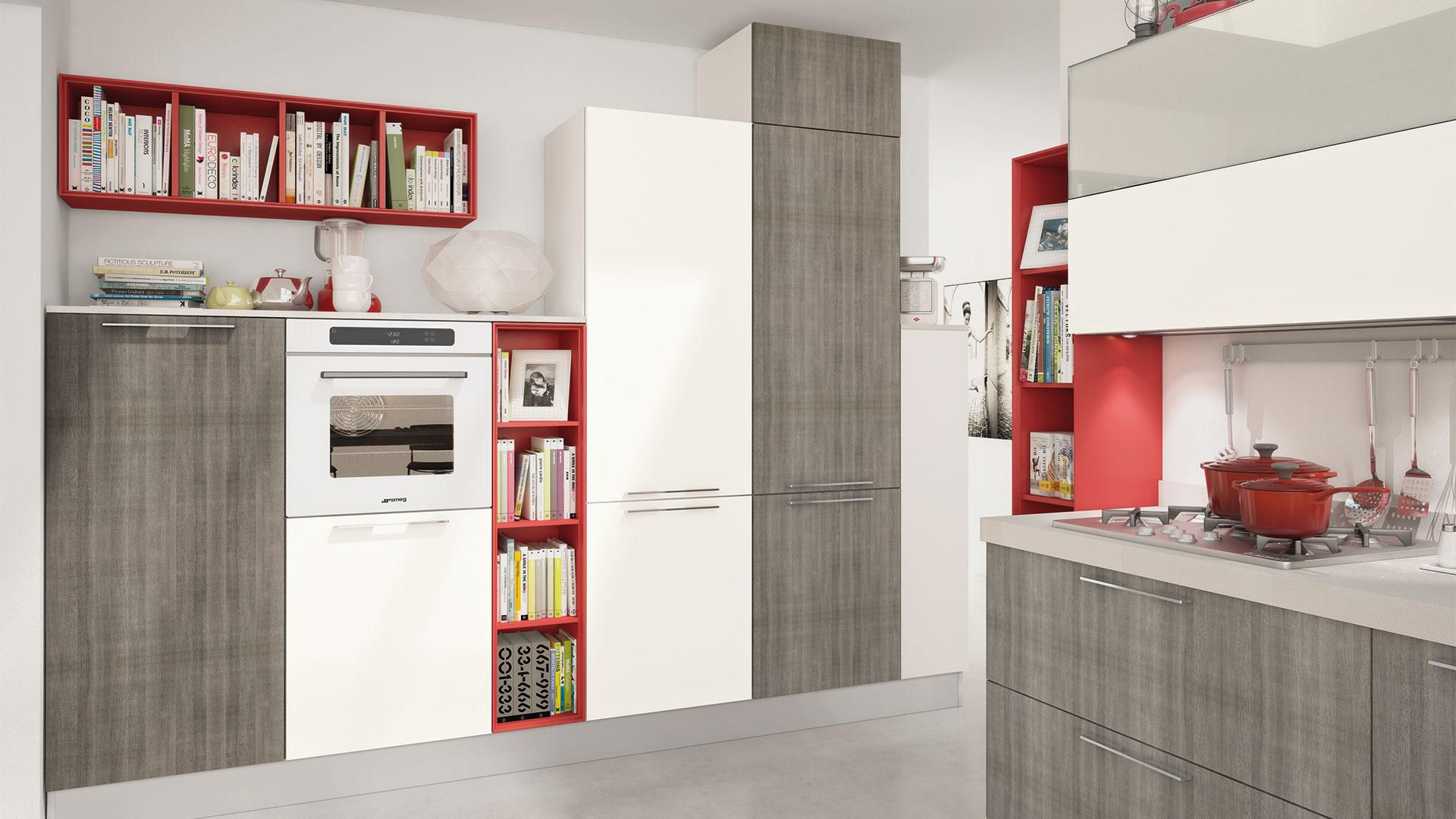 Cucina moderna / impiallacciata in legno / laccata - NOEMI - CUCINE LUBE Cucina moderna / impiallacciata in legno / laccata - NOEMI - CUCINE LUBE