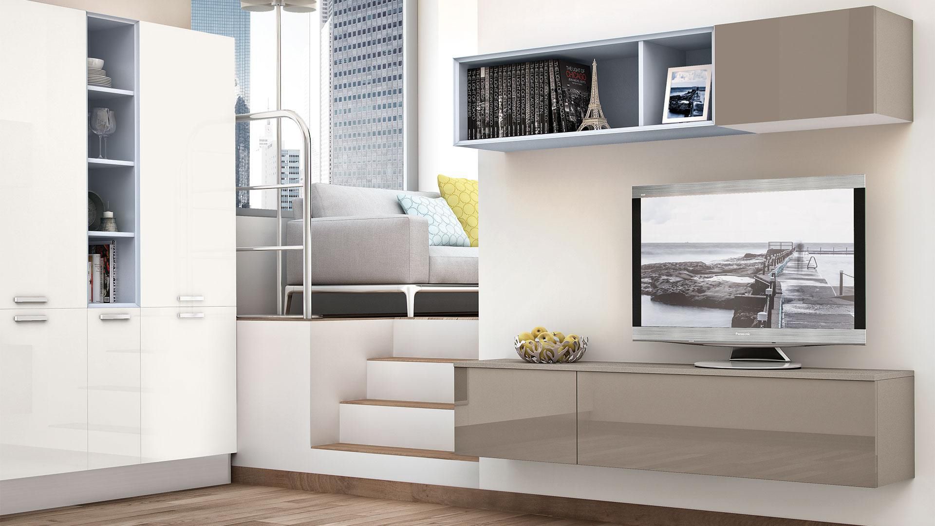 Parete attrezzata tv moderno / in legno laccato noemi cucine lube