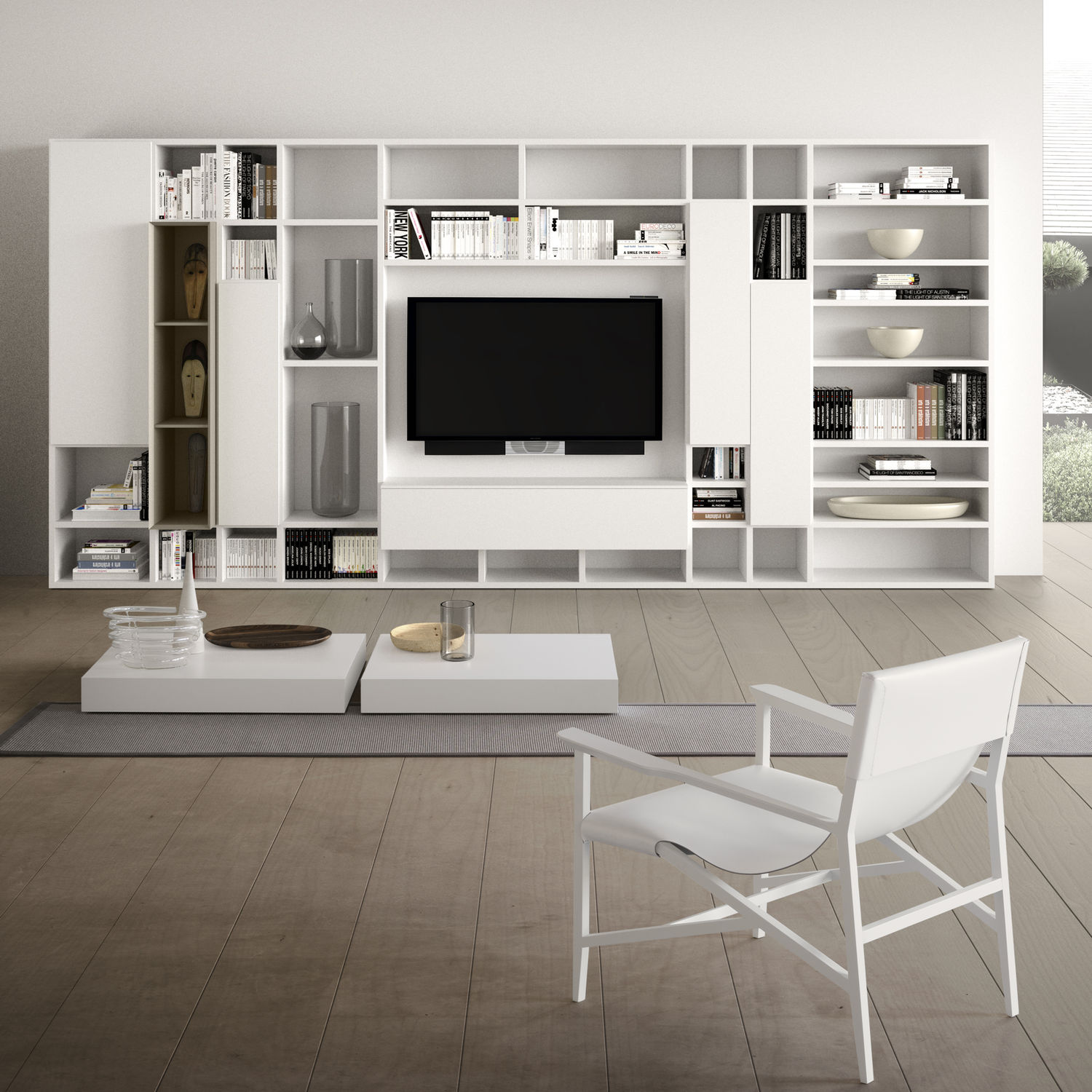 Parete attrezzata tv moderno / in legno spazioteca mod.sp014 pianca Parete attrezzata pianca