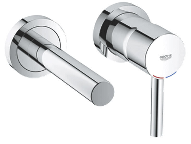 miscelatore per lavabo da parete in metallo cromato da bagno essence 19408 000