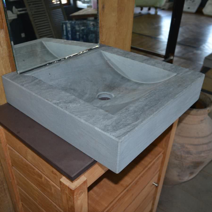 Lavabo da appoggio / rettangolare / in pietra naturale / moderno ...