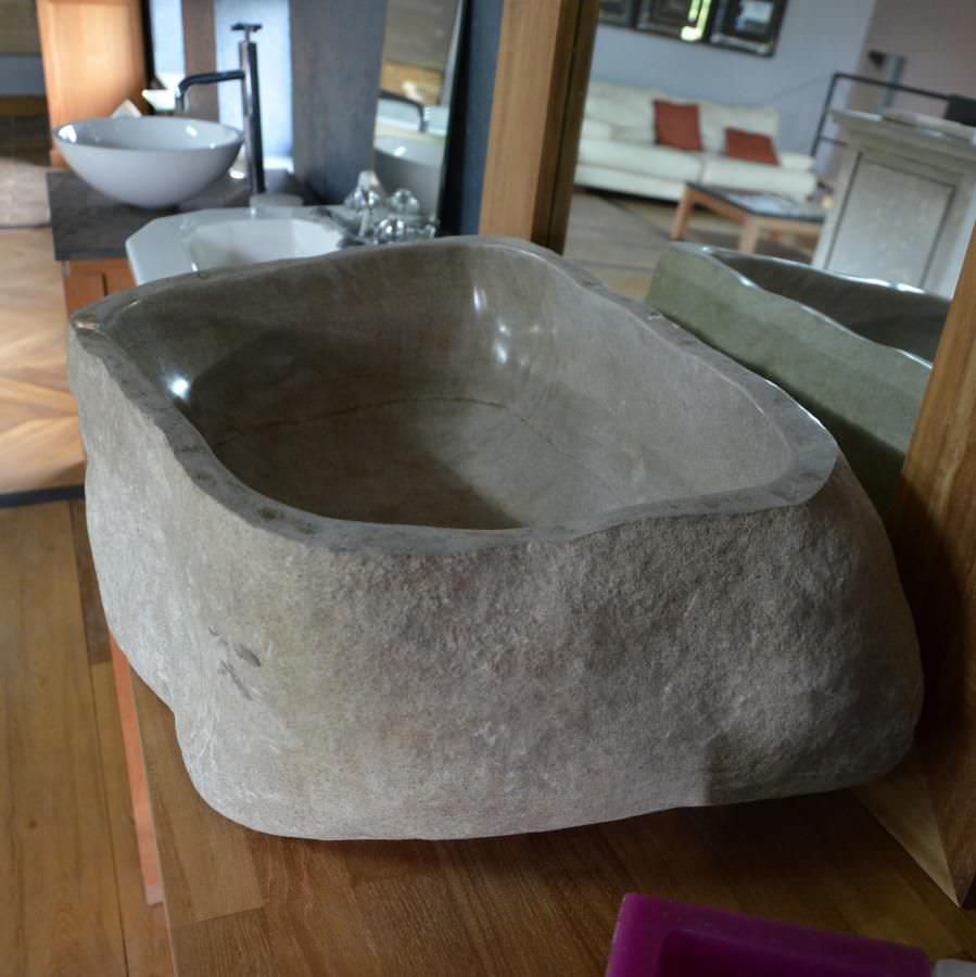 Lavabo da appoggio / rettangolare / in pietra naturale / moderno ...
