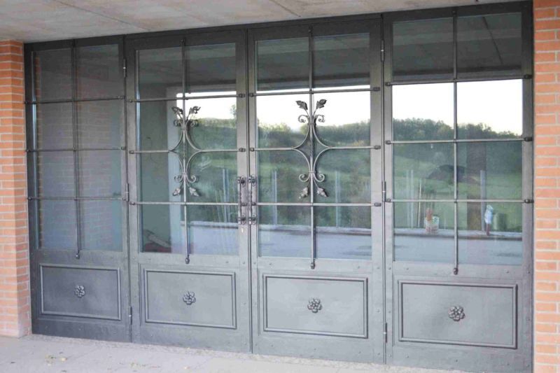 Porta finestra battente / in ferro battuto / a doppi vetri 2 ... Vetrate in ferro