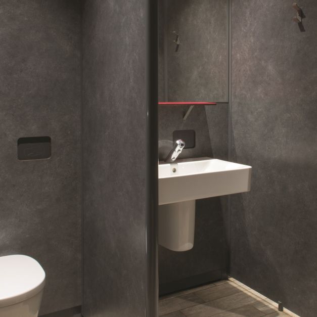 Box doccia in laminato / per bagno pubblico / rettangolare / con ... Box doccia in laminato / per bagno pubblico / rettangolare / con ...
