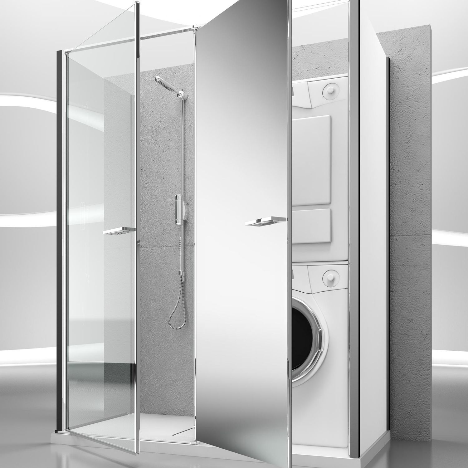 Box doccia in vetro / rettangolare / con porta a battente twin ... Porte pieghevoli vetro