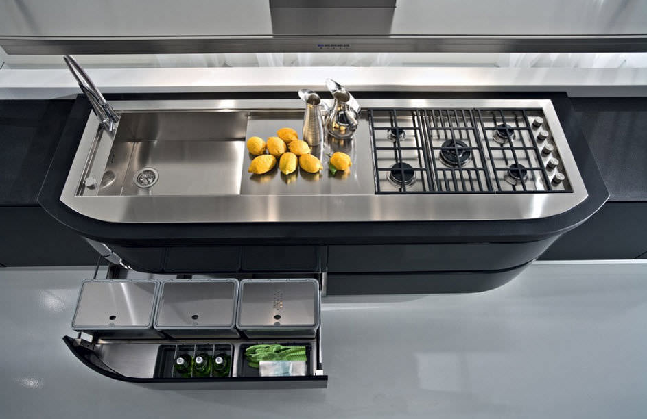 Pattumiera da cucina / da incasso / in acciaio inox / moderna - Pedini Pattumiera da cucina / da incasso / in acciaio inox / moderna - Pedini