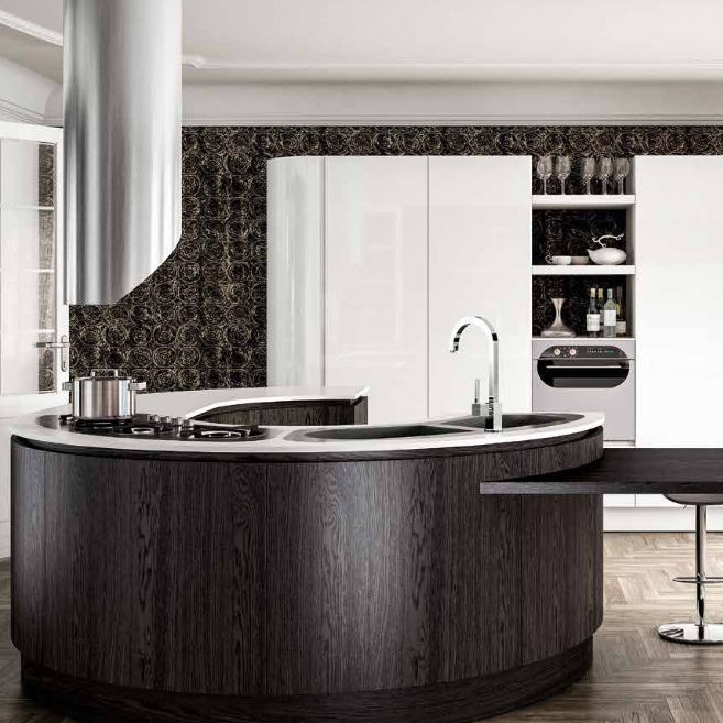 Cucina moderna / in legno / con isola / tonda - B50 - BERLONI Cucina moderna / in legno / con isola / tonda - B50 - BERLONI