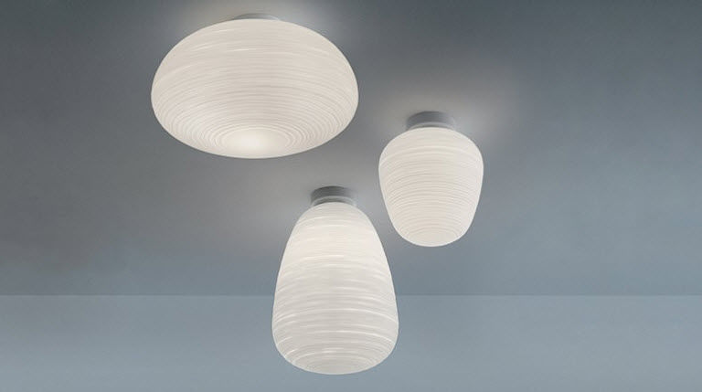 Plafoniera Foscarini : Plafoniera moderna in vetro soffiato metallo laccato led