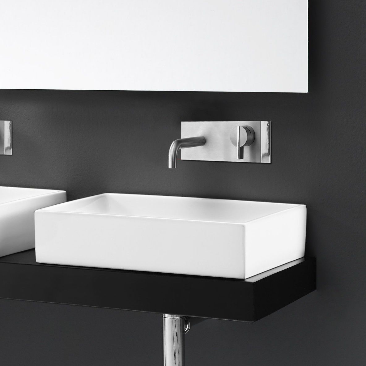lavabo da appoggio rettangolare in ceramica moderno thin