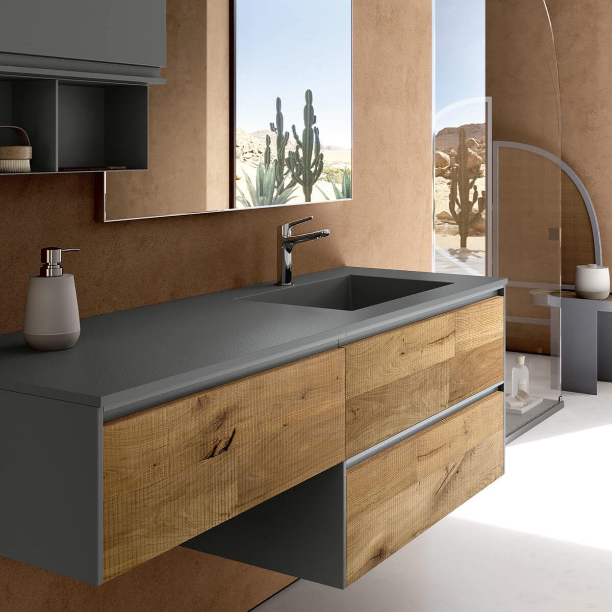 Mobile Lavabo Sospeso Sw Rab Arredobagno In Legno In Hpl