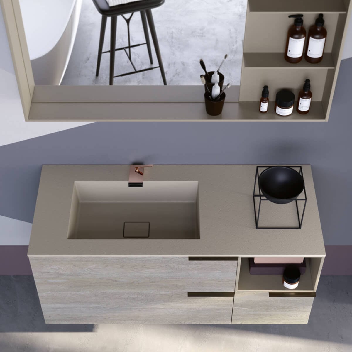 Mobile Lavabo Sospeso TH324 RAB ARREDOBAGNO In Legno In HPL