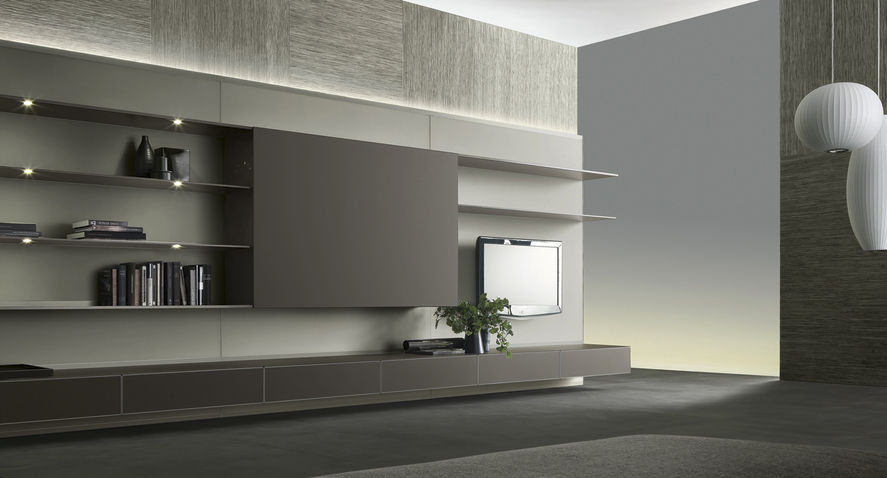 Parete attrezzata per soggiorno moderna / in vetro abacus living ... Soggiorno parete attrezzata