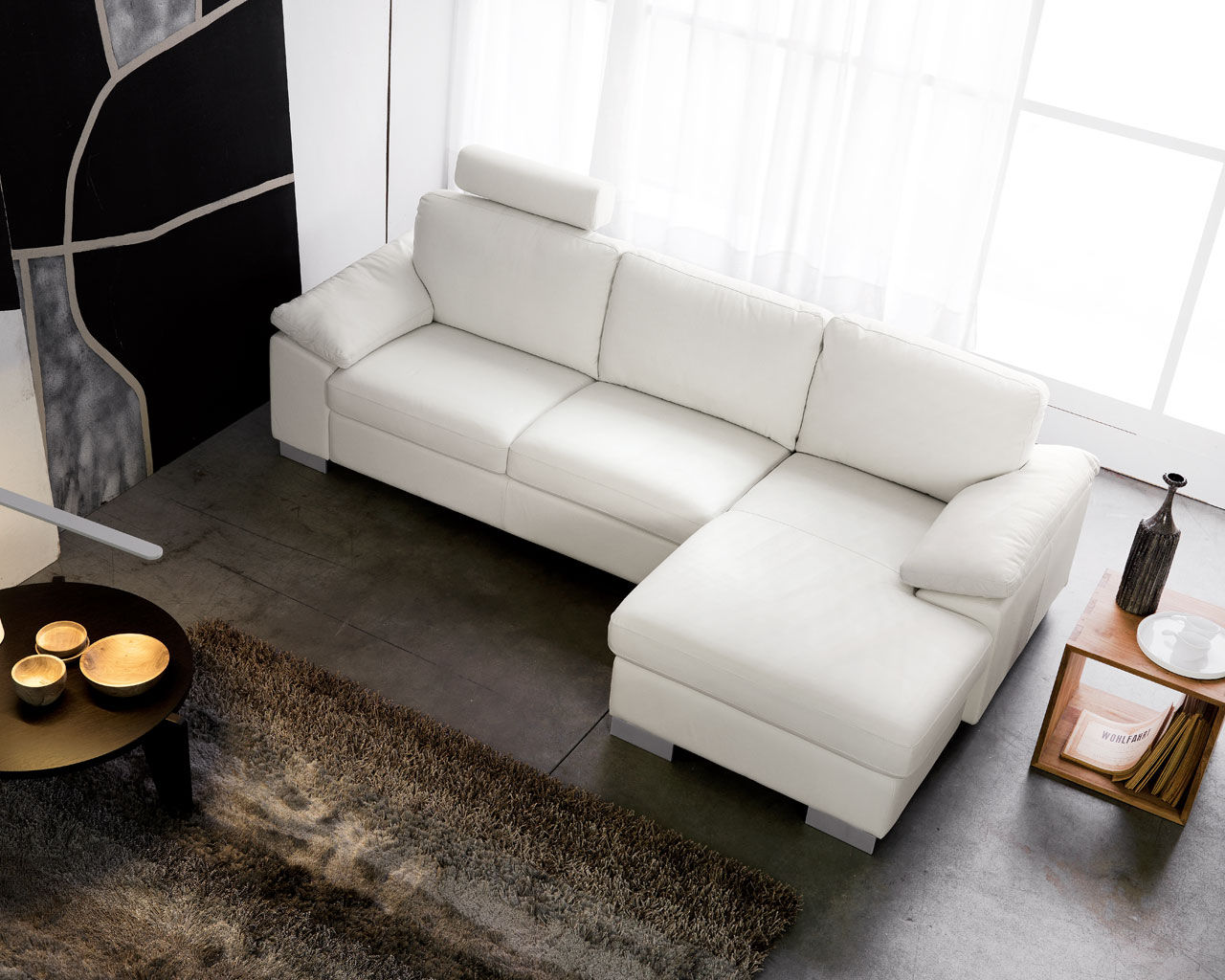 Divano moderno / in pelle / 2 posti / beige aaron doimo sofas Doimo divani pelle