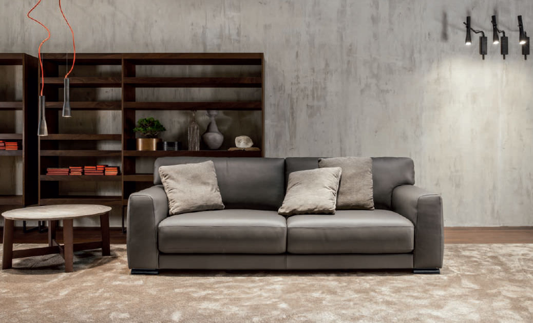 Divano moderno / in pelle / 2 posti / marrone weldon by massimo ... Doimo divani pelle