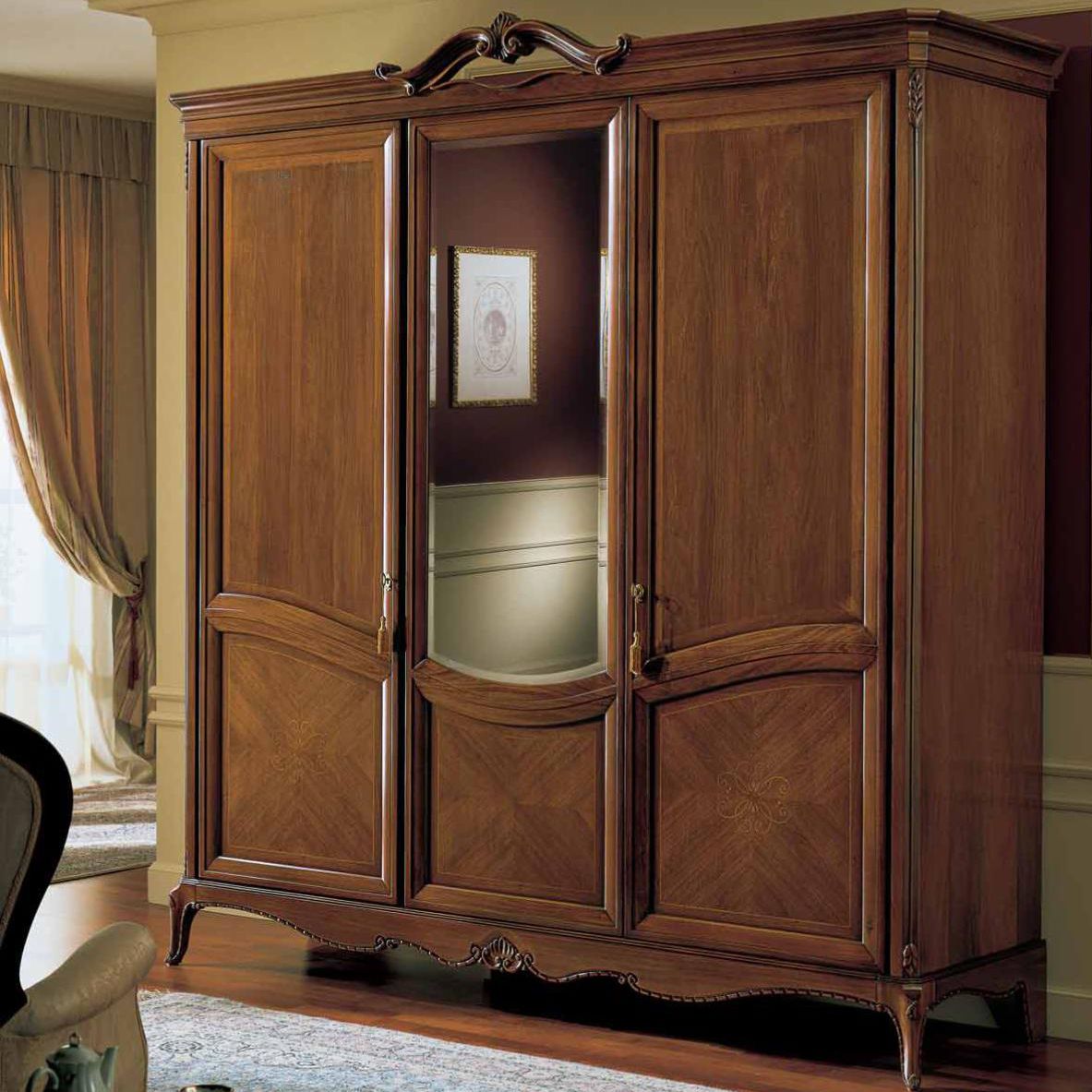 Armadio classico / in legno / con porta battente / a specchio ...
