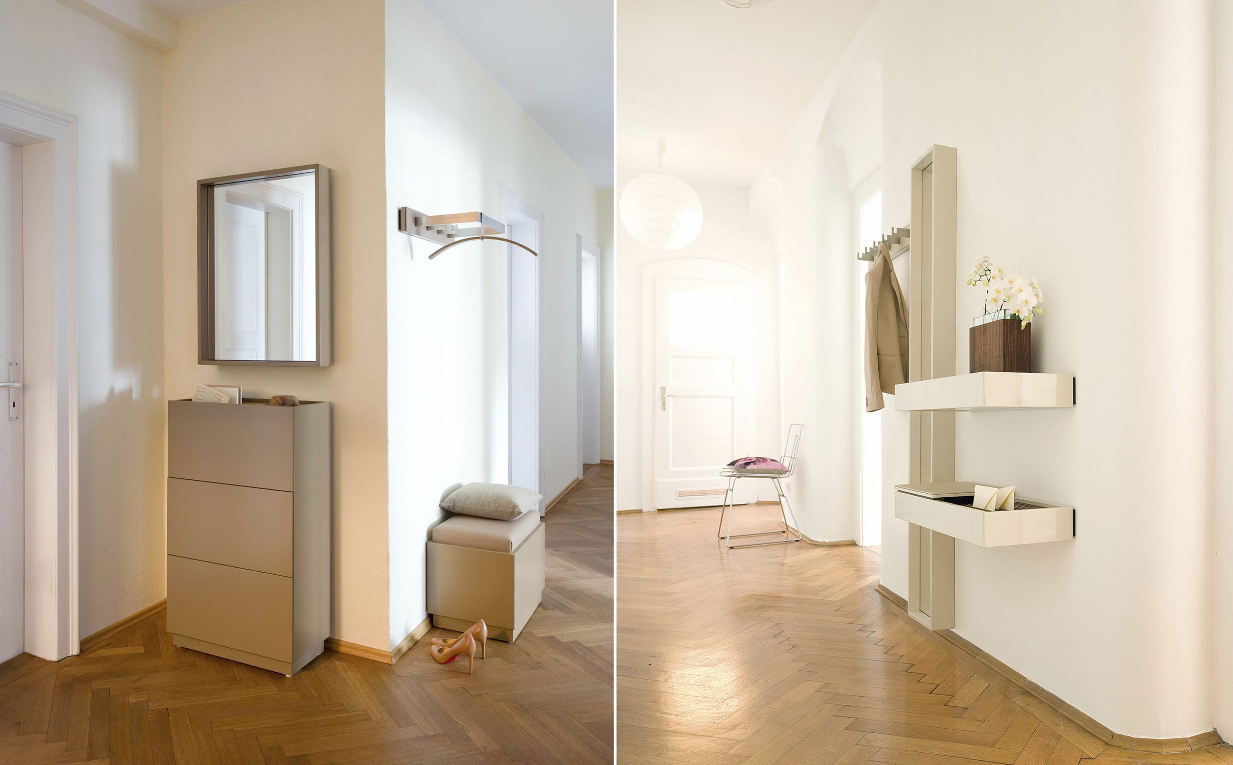 Mobile da ingresso moderno / a muro / in legno massiccio / con ...