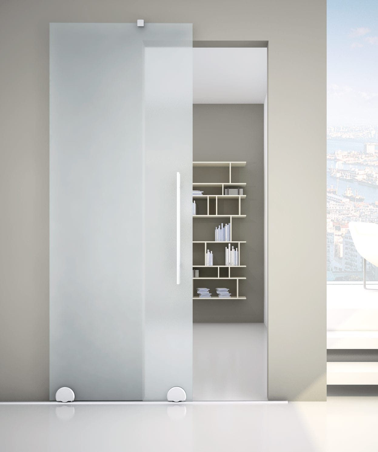 Sistema Scorrevole Per Porta ROLLING NAKED R 1200 METALGLAS Per