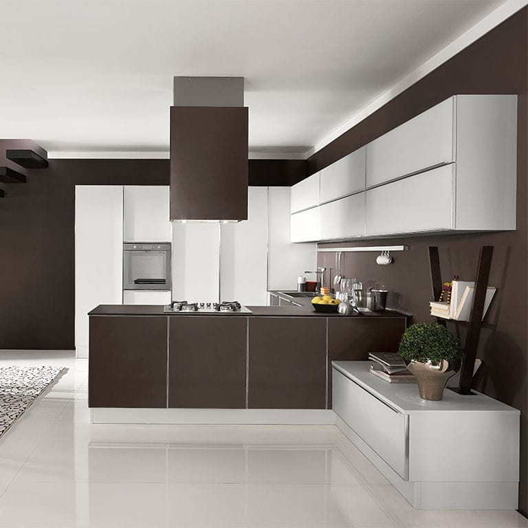 Cucina moderna / impiallacciata in legno / con isola / tonda ... Cucina moderna / impiallacciata in legno / con isola / tonda ...
