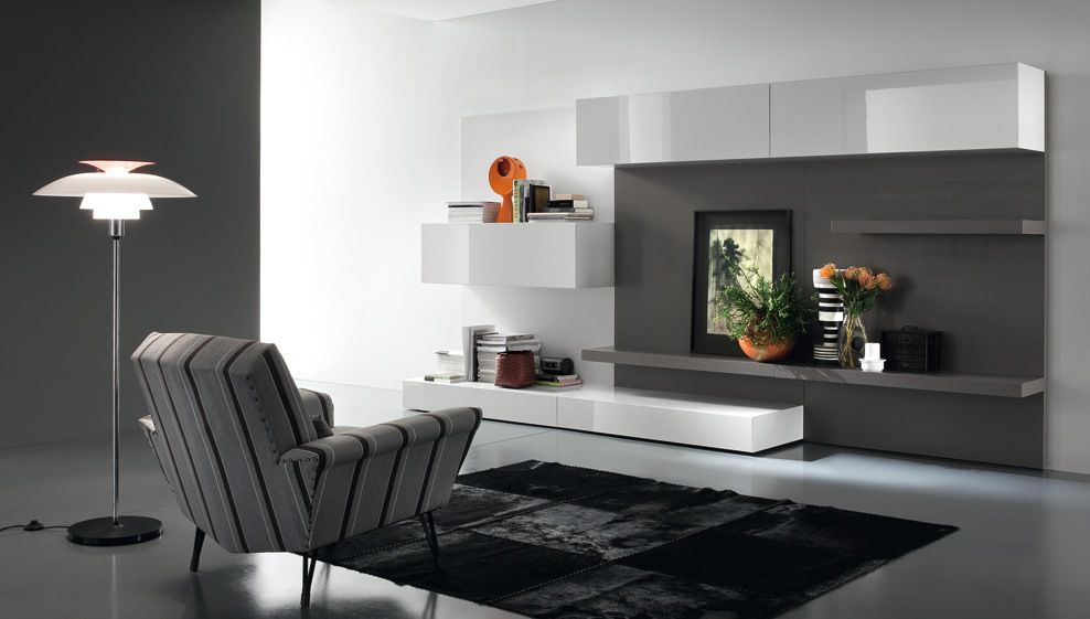 Parete attrezzata per soggiorno moderna / in legno laccato ...