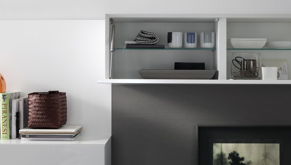 Parete attrezzata per soggiorno moderna / in legno laccato ...