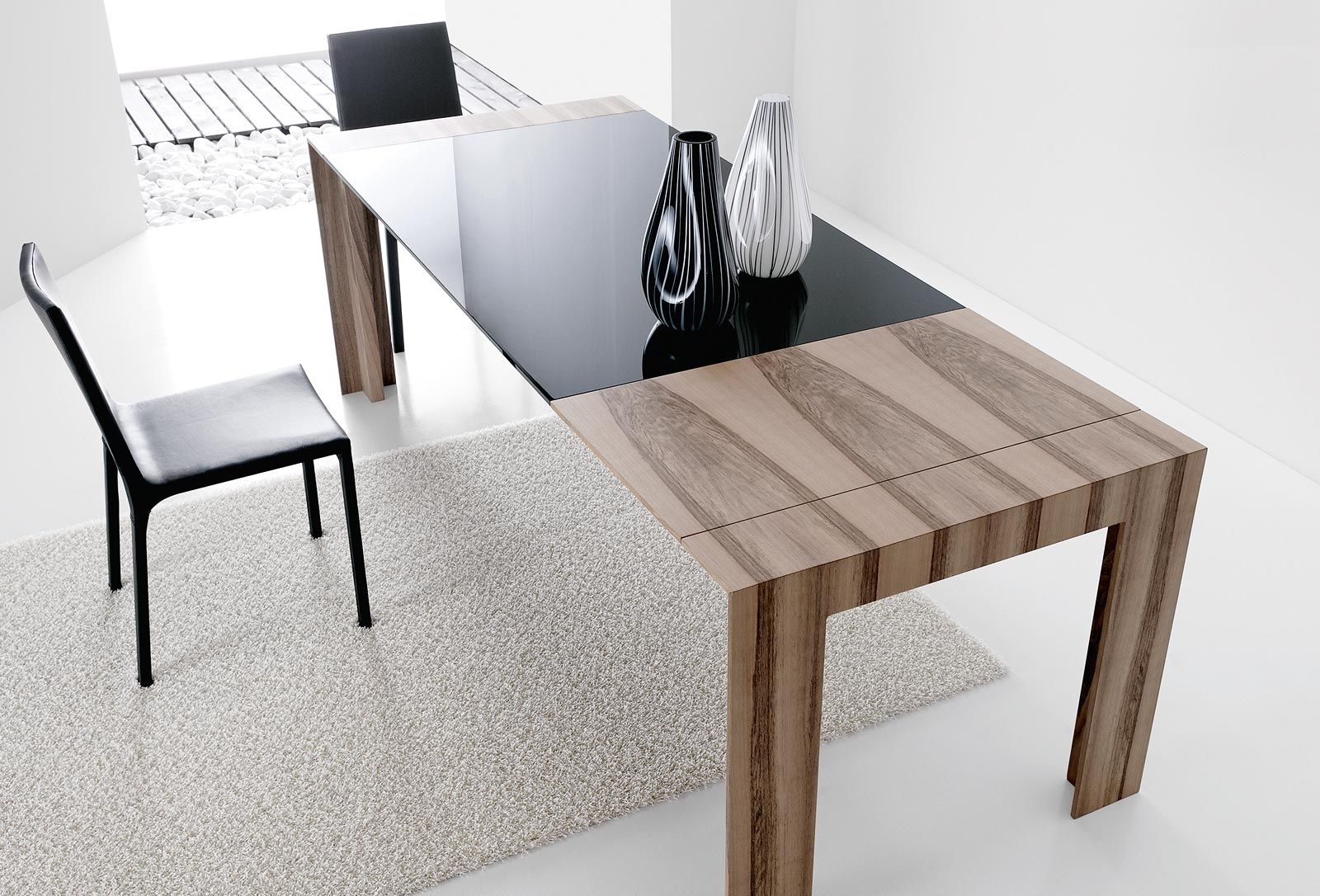 Tavoli in legno e vetro: tavolo fisso in vetro satinato e legno ...
