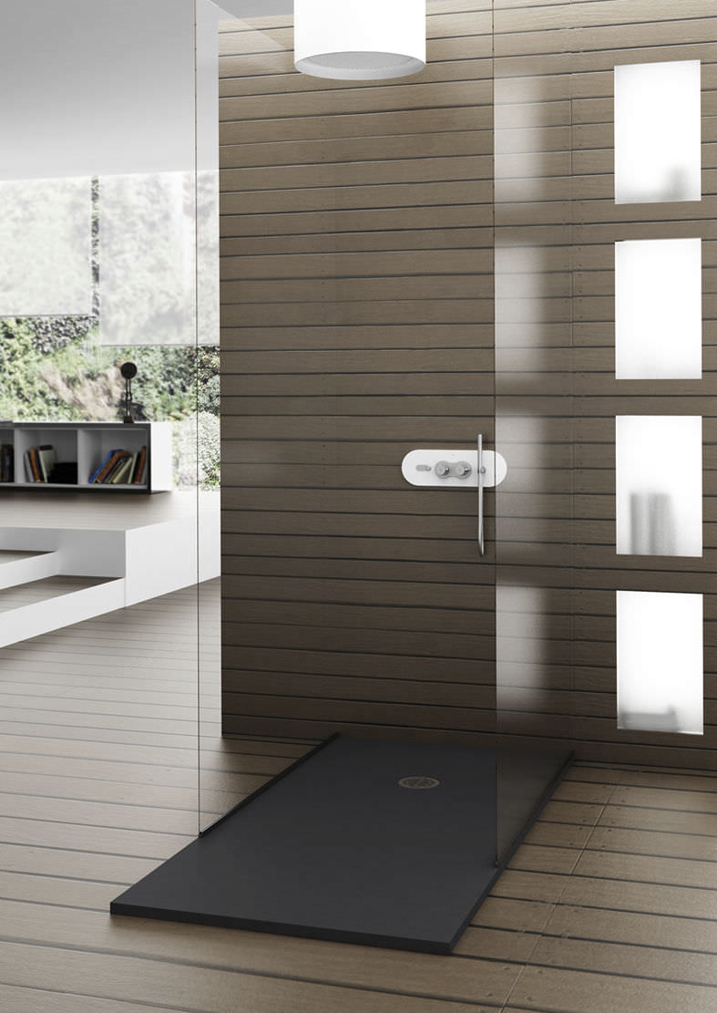 Piatto doccia rettangolare / in solid surface / rasoterra / su ...