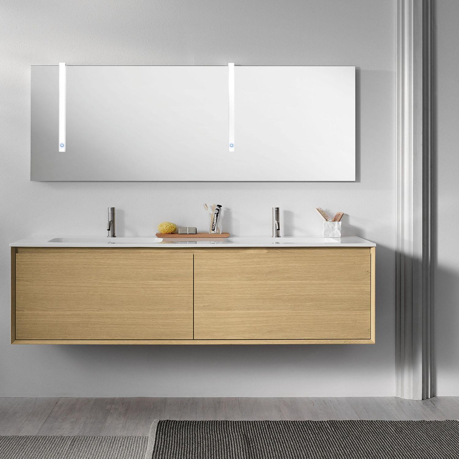 Mobile lavabo doppio / sospeso / in quercia / in noce iks f ...