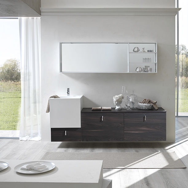 Mobile Lavabo Doppio FUNKY BMT Bagni Sospeso In Legno