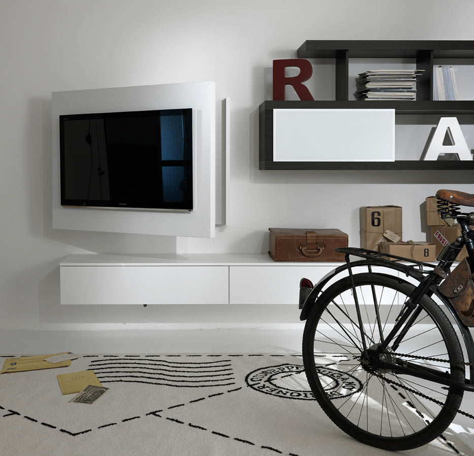 Supporto per tv da parete moderno / girevole / in legno laccato ...