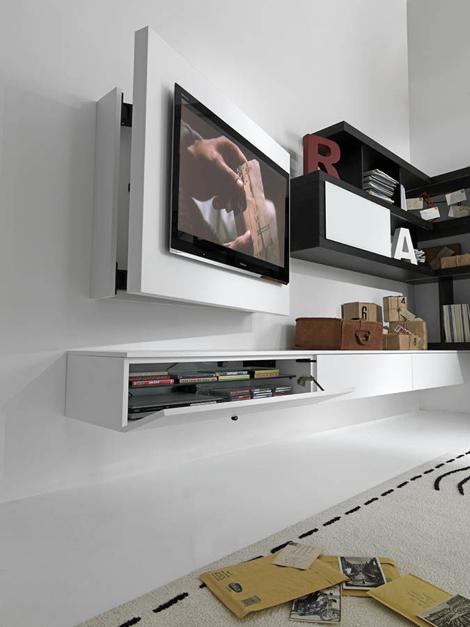 Supporto per tv da parete moderno / girevole / in legno laccato ... Porta tv girevole da parete