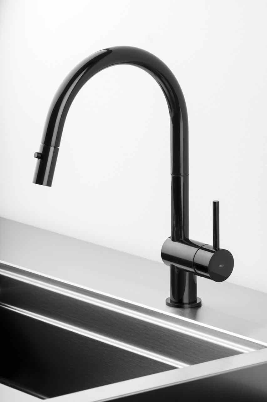Miscelatore in acciaio inox / da cucina / 1 foro / con doccetta ... Miscelatore in acciaio inox / da cucina / 1 foro / con doccetta ...