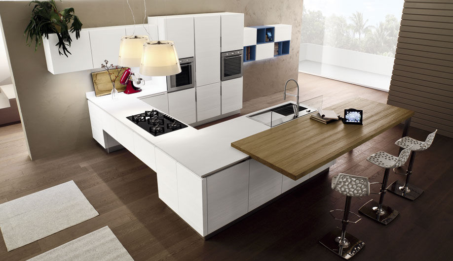 Cucina moderna / in legno / con isola / laccata anice arrex Cucina bianca moderna con isola