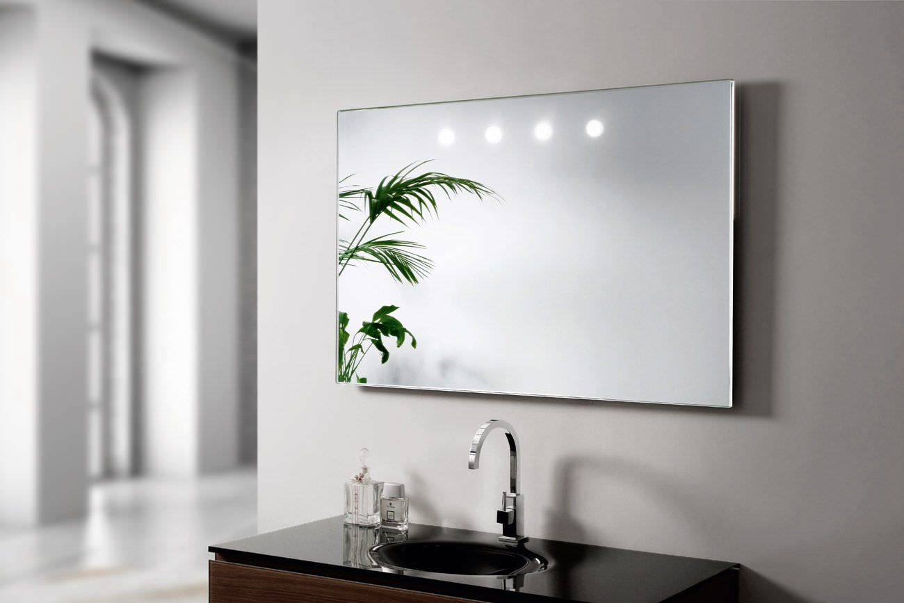 Specchio a muro / moderno / rotondo / luminoso led argento ... Specchiera da muro