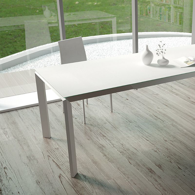 Tavolo moderno / in legno / in vetro temprato / rettangolare ... Tavolo in vetro temperato bianco