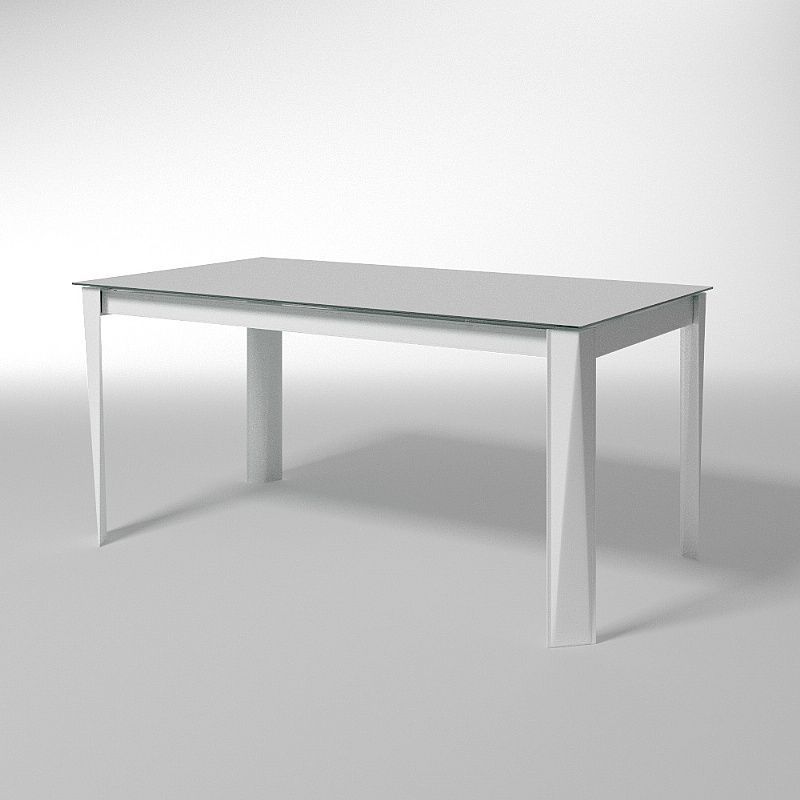 Tavolo moderno / in vetro temprato / rettangolare / da interno ... Tavolo in vetro temperato bianco