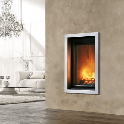 Rivestimento per camini moderno / in acciaio / ad angolo / a 1 ... Caminetti moderni ad angolo