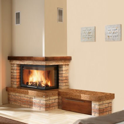 Rivestimento per camini moderno / in marmo / ad angolo rustico ... Caminetti moderni ad angolo