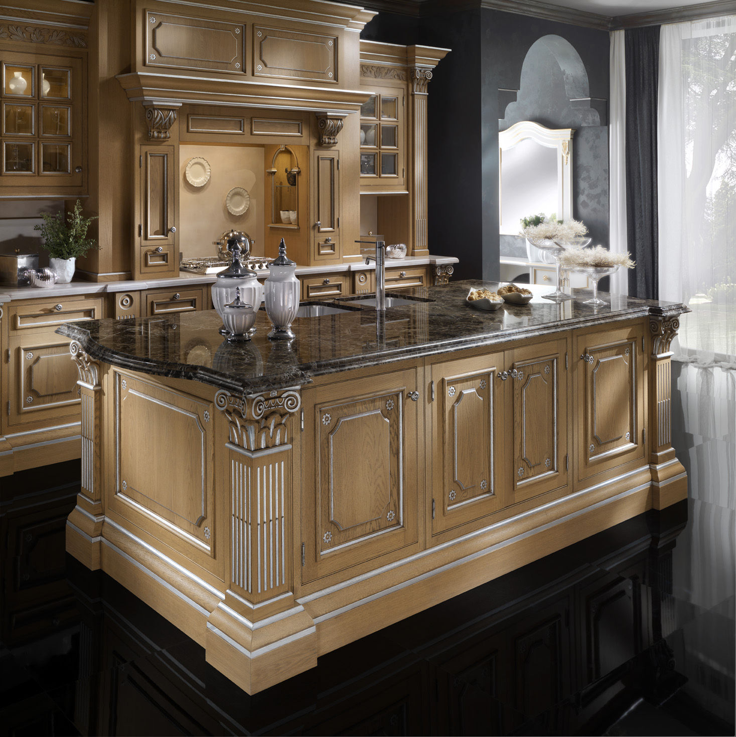 Cucina classica / in legno / con isola / fatta a mano lux ...