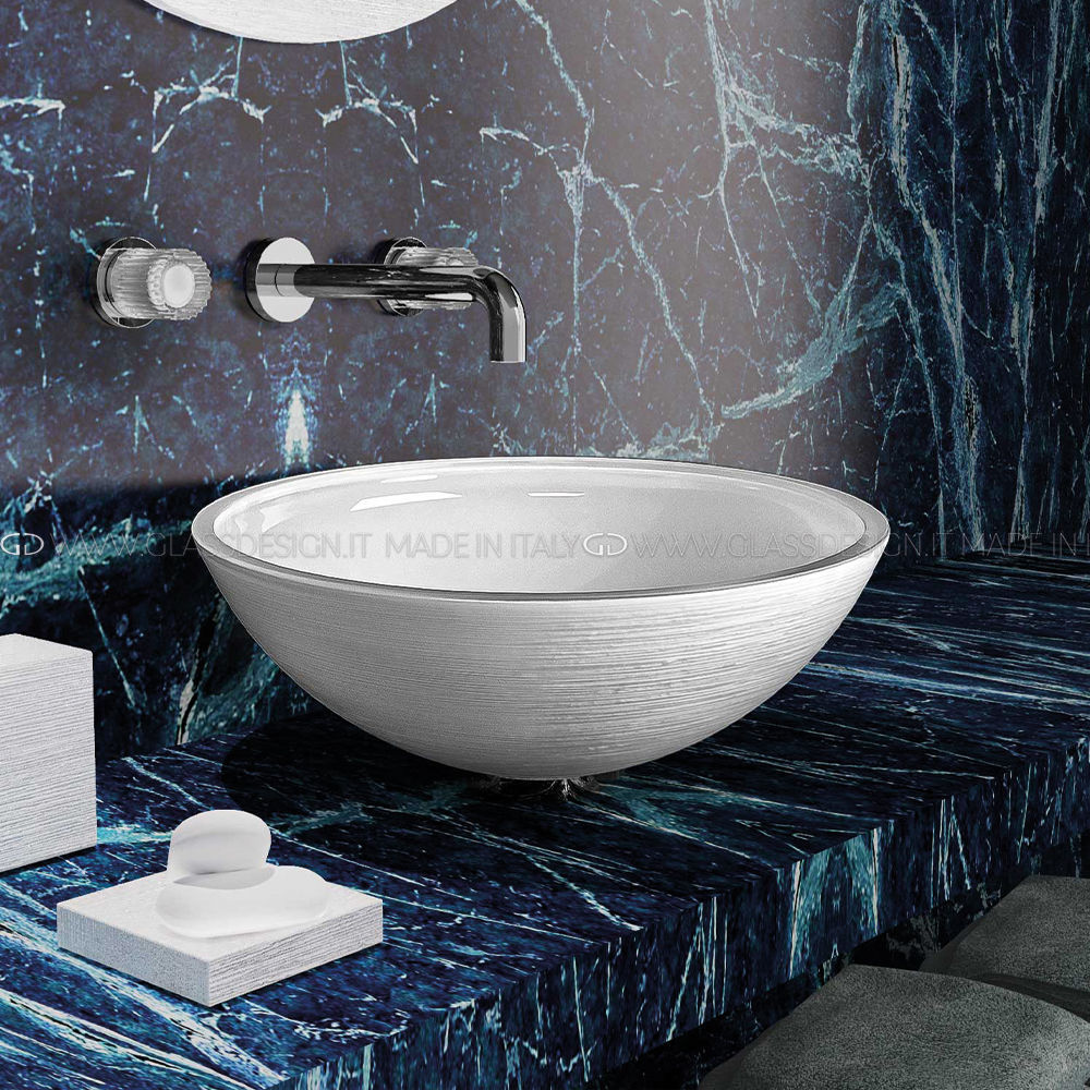 Lavabo Da Appoggio Metropole Round 34 40 44 GLASS DESIGN Srl In