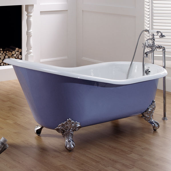 vasca da bagno su piedi ovale in ghisa lavande