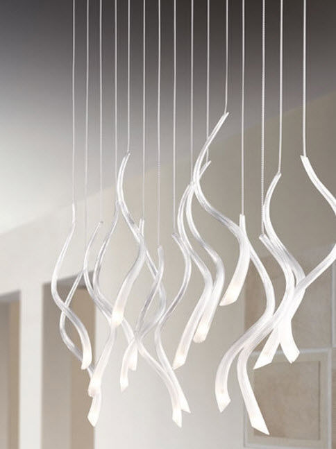 Lampadario moderno / in vetro / in vetro soffiato / led pliet ...