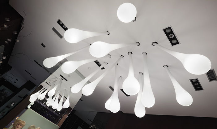 Plafoniere Moderne Vetro : Plafoniera moderna in vetro soffiato illuminazione fluorescente