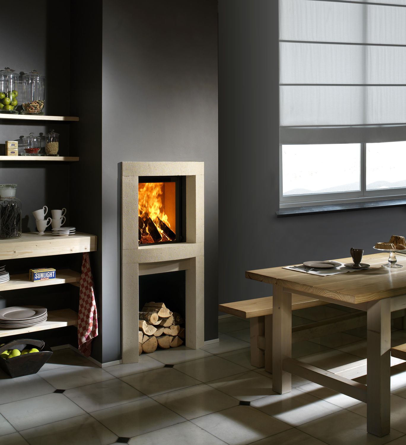 Cornice per camino moderna / in pietra ds11 hp45 kal fire