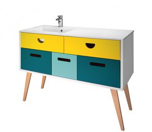 mobile lavabo da appoggio / in legno / moderno / con armadietto integrato
