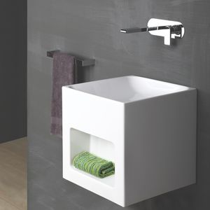 miscelatore per lavabo / da parete / in metallo cromato / da bagno
