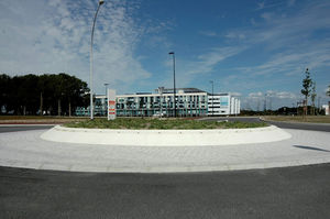 bordura fermaruote / in pietra ricostituita / curva / lineare