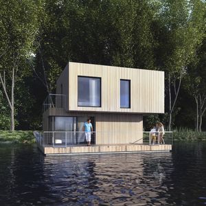 casa flottante / moderna / in calcestruzzo / ecologica